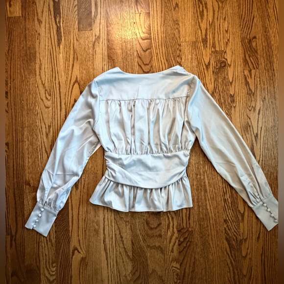 Jason Wu Peplum Ruffle Blouse – Gray Silver – Size S – NWT - Picture 7 of 10